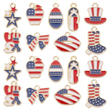 54Pcs 9 Style American Flag Style Alloy Enamel Pendants, Cadmium Free & Nickel Free & Lead Free, Golden, Apple & Star & Egg, Colorful, 13~19x8~18x1.5~2mm, Hole: 1.6~1.8mm, 6pcs/style