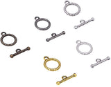 Tibetan Style Toggle Clasps, Mixed Color, Ring: 13x16mm, Bar :6x18mm, Hole: 2mm, 100sets/box