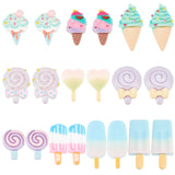 50Pcs 10 Styles Opaque Resin Cabochons, Imitation Food, Ice Cream Mix-shaped, Mixed Color, 23.5~52.5x12~23x4~8mm, 5pcs/style