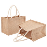 Jute Portable Shopping Bag, Reusable Grocery Bag Shopping Tote Bag, Tan, 16x23.9cm