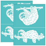 Self-Adhesive Silk Screen Printing Stencil, for Painting on Wood, DIY Decoration T-Shirt Fabric, Turquoise, Sloth, 280x220mm