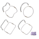 4Pcs 4 Style Aluminum Tube Bag Frames, with Iron Findings, Mixed Shapes, Platinum & Silver, 9.2~24.4x11.3~25x2cm, 1pc/style