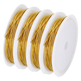 Eco-Friendly Copper Wire, Round Beading Wire, with Spool, Long-Lasting Plated, Real 14K Gold Plated, 18 Gauge, 1mm, about 8.2 Feet(2.5m)/roll, 4roll/bag
