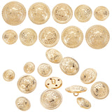 40Pcs 5 Style 4-Hole Brass Buttons, for Sewing Crafting, Half Round with Flower, Golden, 14~24.5x9~14mm, Hole: 1.8~2x2~3mm, 5 style, 8pcs/style, 40pcs