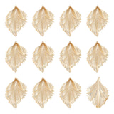 Brass Pendants, Leaf, Real 18K Gold Plated, 43x29x6mm, Hole: 1.2mm, about 12pcs/box