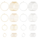 48Pcs 8 Style 316 Surgical Stainless Steel Hoop Earring Findings, Wine Glass Charms Findings, Golden & Stainless Steel Color, 15~40x0.7mm, 21 Gauge, 6pcs/style