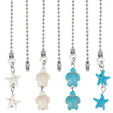 Synthetic Turquoise Ceiling Fan Pull Chain Extenders, Starfish & Sea Turtle Pendant Decoration, with Iron Ball Chains, Mixed Color, 36~36.3cm, 2 style, 6pcs/style, 12pcs/set