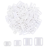 60Pcs Polyester Bikini Clips, Bra Clasp Replacement Part, Lingerie Front Closure, White, 14.8~32x24~33.5x4~5mm, Hole: 9.5~25x3~5mm, 4 style/box