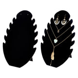 Leaf Velvet Cover with Cardboard Paper Necklace Display Stands, Jewelry Slant Back Organizer Holder for Necklace Storage, Black, Finish Product: 19.8x11.8x26.7cm, groove: 1.1cm