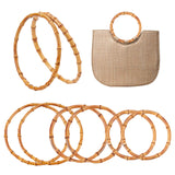6 Pcs Flat Round Bamboo Bag Handle, Bag Replacement Accessories, BurlyWood, 14.3x1.1cm, Inner Diameter: 12.45cm, 2pcs/styles