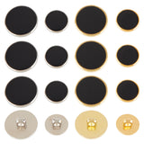 CCB Style Plastic Shank Buttons, with Black Enamel, Flat Round, Mixed Color, 15x7.5~8mm, 21.5x8mm, 80pcs/box