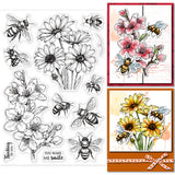 Custom PVC Plastic Clear Stamps, for DIY Scrapbooking, Photo Album Decorative, Cards Making, Bees, 160x110x3mm