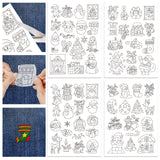 4 Sheets 11.6x8.2 Inch Stick and Stitch Embroidery Patterns, Non-woven Fabrics Water Soluble Embroidery Stabilizers, Christmas, Santa Claus, 297x210mmm