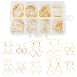 DIY Geometric Themed Dangle Earrings Making Kits, Including Alloy & Brass Linking Rings, Brass Earring Hooks, Mixed Shapes, Golden, Linking Rings: 60pcs/box