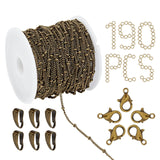 DIY Satellite Chains Jewelry Making Kits, Including 10m Brass Chains, Zinc Alloy Lobster Claw Clasps, Iron Jump Rings & Snap on Bails, Antique Bronze, Chains Links: 2x1.5x0.3mm