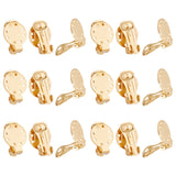 20Pcs Ion Plating(IP) 304 Stainless Steel Clip-on Earring Settings, Flat Round, Golden, 20x15x9mm, Hole: 2.5mm