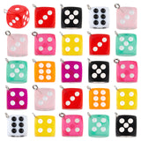 40Pcs Opaque & Transparent Epoxy Resin Pendants, with Platinum Plated Iron Loops, Cube with Dice, Mixed Color, 23x19x19mm, Hole: 2mm