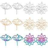 12Pcs 6 Style 304 Stainless Steel Pendants,  Flower, Mixed Color, 27.5~28x25x1.5mm, Hole: 1.4mm, 2pcs/style