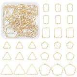 36Pcs 9 Style Alloy Pendants, Triangle & Pentagon & Rectangle Ring, Light Gold, 18~34x14~34.5x1.5~2mm, Hole:1.2~1.4mm, 36pcs/box