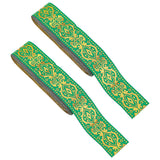 Ethnic Style Embroidery Polyester Ribbon, Clothing Accessories, Floral Pattern, Green, 1-1/4 inch(33mm), about 7.66 Yards(7m)/Bundle