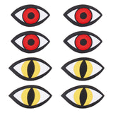 8Pcs 2 Style Eye Iron on/Sew on Patches, Embroidered Cloth Appliques, Costume Accessories, Mixed Color, 34.5~38.5x60~69x2mm, 4pcs/style