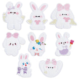 1 Set Fabrics Computerized Embroidery Cloth Sew on Patches, Self Adhesive Appliques, Costume Accessories, Rabbit, Mixed Color, 69~75x43~68x2mm, 8pcs/set