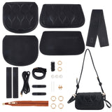 DIY Axillary Package Making Kits, including Imitation Leather Covers and Alloy Findings, Black, 16.6x18.7x0.4cm, Hole: 2mm