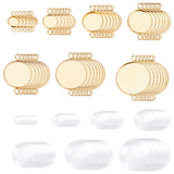 DIY Link Making Kits, 84Pcs Flat Round 304 Stainless Steel Cabochon Connector Settings and Half Round/Dome Glass Cabochons, Real 18K Gold Plated, 84pcs/box