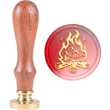 Brass Wax Seal Stamp with Handle, for DIY Scrapbooking, Fire Pattern, 89x30mm