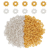500Pcs 2 Colors Alloy Daisy Spacer Beads, Granulated Beads, Cadmium Free & Lead Free, Granulated Beads, Mixed Color, 5x1.5mm, Hole: 1.8mm, 250pcs/color