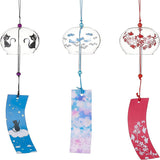 Japanese Wind Chimes, Small Wind Bells Handmade Glass Pendants, for Birthday Gift Home Decors, Mixed Color, 40~42cm, 3pcs/set