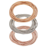 45Pcs 3 Colors Minimalist Spring Chains Stretch Bracelets Set, Steel Guitar String Coil Bracelets for Women, Mixed Color, Inner Diameter: 2-1/4 inch(5.85cm), 15Pcs/color