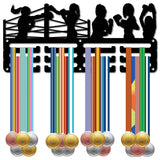 Sports Theme Iron Medal Hanger Holder Display Wall Rack, 3-Line, with Screws, Boxing, Sports, 130x290mm, Hole: 5mm