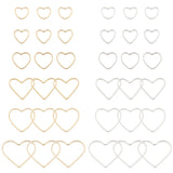 72Pcs 12 Style Brass Linking Rings, Long-Lasting Plated, Heart, Golden & Silver, 6~15x7.5~18.5x1mm, Inner Diameter: 6~17.5x6~12mm, 6pcs/style