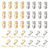 40Pcs 2 Colors 304 Stainless Steel Clip-on Earrings Findings, with Horizontal Loops, for Non-pierced Ears, Golden & Stainless Steel Color, 16x12x7.5mm, Hole: 1.8mm, 20Pcs/color