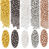 1000Pcs 5 Colors 304 Stainless Steel Beads, Undrilled/No Hole Beads, Round, Mixed Color, 3mm, 200pcs/color