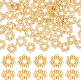 80Pcs 304 Stainless Steel Spacer Beads, Flower, Granulated Beads, Real 18K Gold Plated, 4x1.2mm, Hole: 1mm