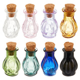8Pcs 8 Colors Miniature Glass Bottles, with Cork Stoppers, Empty Wishing Bottles, for Dollhouse Accessories, Jewelry Making, Mixed Color, 25x14mm, 1pc/color