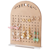 Moon Phase Vertical Wooden Earring Display Stands, Arch Shaped Earring Organizer Holder with Clear Acrylic Base, Tan, Finish Product: 3.7x12.8x18.6cm