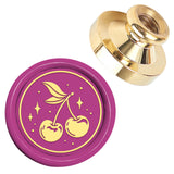 Golden Tone Wax Seal Brass Stamp Heads, for Wax Seal Stamp, Cherry, 25x14.5mm