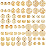 120Pcs 12 Styles Brass and Alloy Spacer Beads, Round, Real 18K Gold Plated, 3.5~8x3~7.3mm, Hole: 2~6mm, 10pcs/style