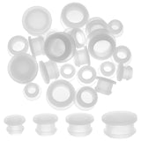 24Pcs 4 Style Silicone Bottle Seal Plug, Reusable Replacement Bottle Stopper, Flat Round, White, 11.5~19.5x9~11.5mm, 6pcs/style