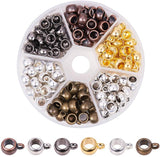 Tibetan Style Alloy Rondelle Tube Bails, Loop Bails, Mixed Color, 8x5mm, Hole: 2mm, 150pcs/box