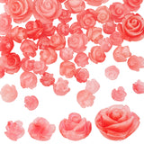 4 Sizes Synthetic Coral Beads, Dyed, Flower, Pink, 6~15x6~15mm, 60pcs/box