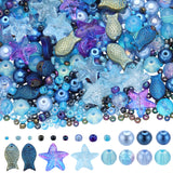 DIY Beads Jewelry Making Finding Kit, Including Glass & Round Seed Beads, Fish & Imitation Pearl & Starfish, Purple, 1362Pcs/box