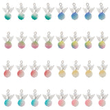 4 Sets Alloy Pendants, Angel Charm, with Imitation Pearl Acrylic Beads, Mixed Color, 27mm, 32pcs/box