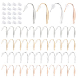 48Pcs 4 Colors 316 Surgical Stainless Steel Earring Hooks, Ear Wire, with 100Pcs Plastic Ear Nuts, Mixed Color, Ear Hooks: 20x4.5x1mm, 20 Gauge, Pin: 0.8mm, 12Pcs/color