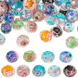 90Pcs 9 Colors Handmade Gold Sand Lampwork Beads, Inner Flower, Faceted Rondelle, Mixed Color, 8x6mm, Hole: 2mm, 10pcs/color