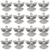 Tibetan Style Alloy Pendants, Angel, Cadmium Free & Lead Free, Antique Silver, 21x23x3.5mm, Hole: 2mm, 40pcs/box