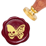 Brass Wax Seal Stamps with Rosewood Handle, for DIY Scrapbooking, Butterfly, 25mm